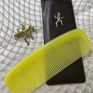 Vintage Canadian Comb Set with Case and Brass Dancer Pin – Mid Century